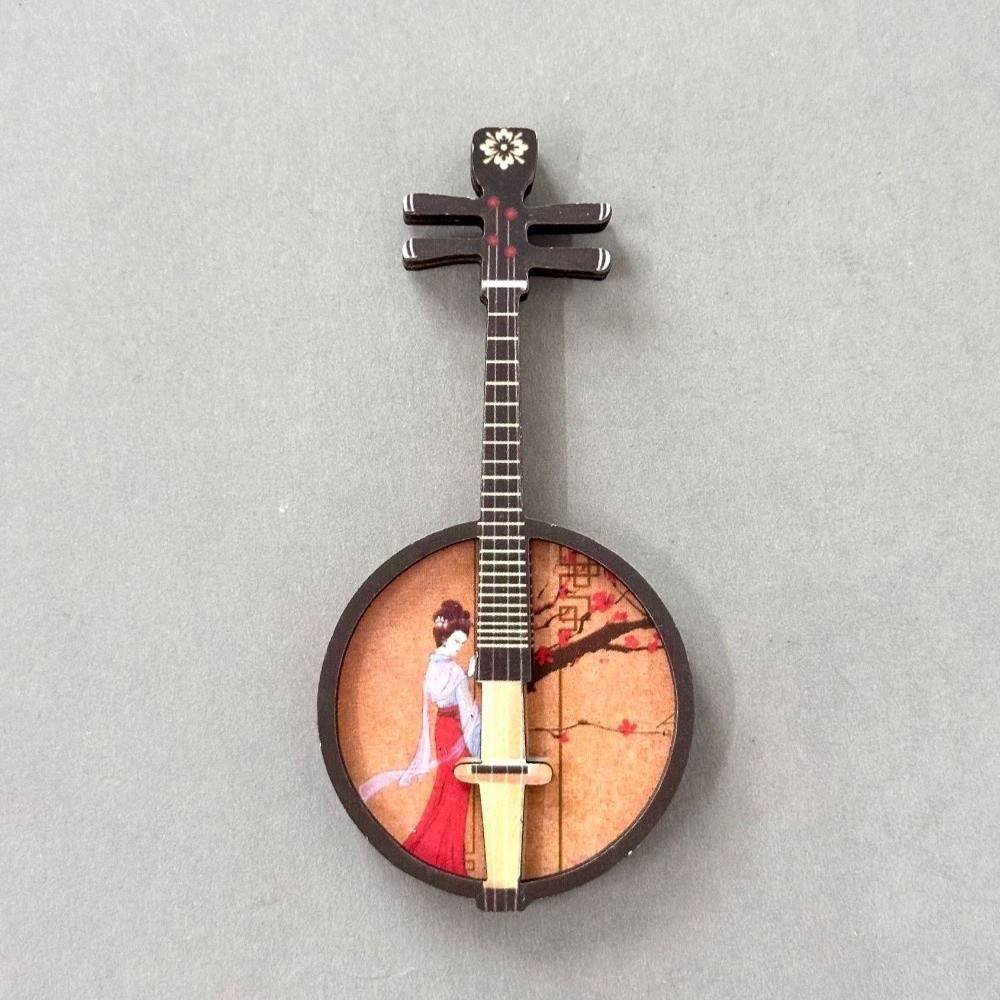 Musical Instrument Ancient - 4개/세트 중국식 악기 냉장고 자석 나무