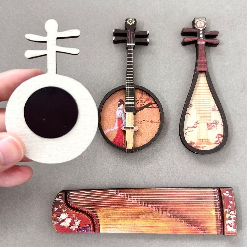 4개/세트 중국식 악기 냉장고 자석 나무 고대 냉장고  - Musical Instrument Ancient 리뷰 및 가격