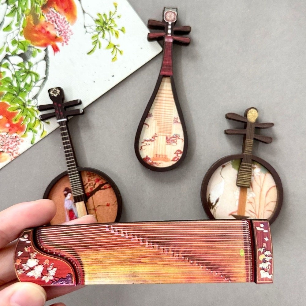 4개/세트 중국식 악기 냉장고 자석 고대 나무 냉장고  - Musical Instrument Ancient 리뷰 및 가격