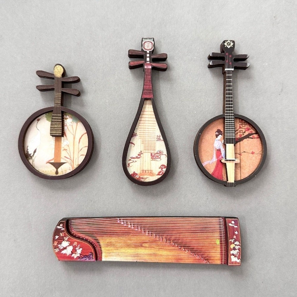 4개/세트 중국식 악기 냉장고 자석 고대 나무 냉장고  - Musical Instrument Ancient 리뷰 및 가격