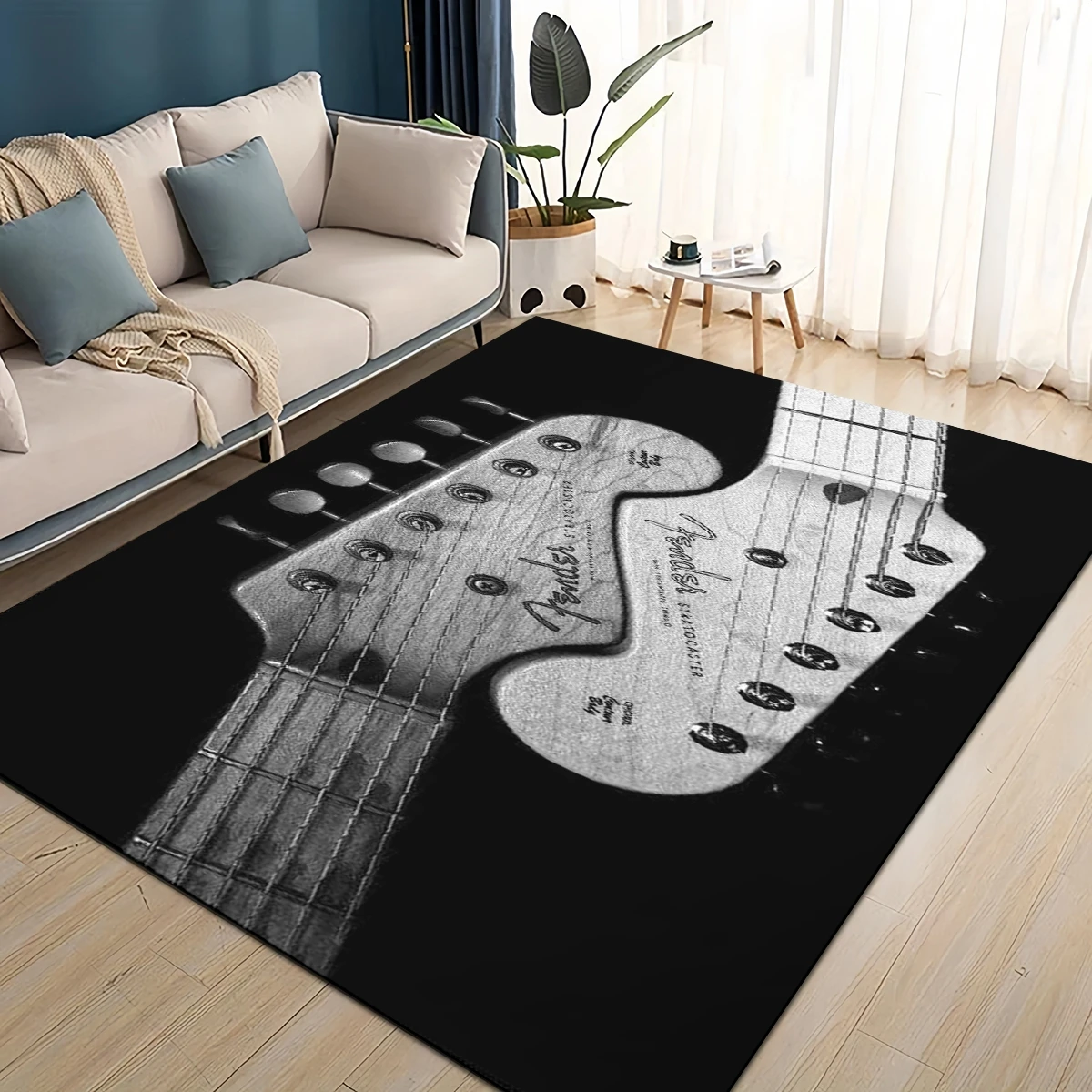 3D 레트로 펜더 로고 기타 악기 음악 카펫 러그 거실 - Musical Instrument Online 리뷰 및 가격