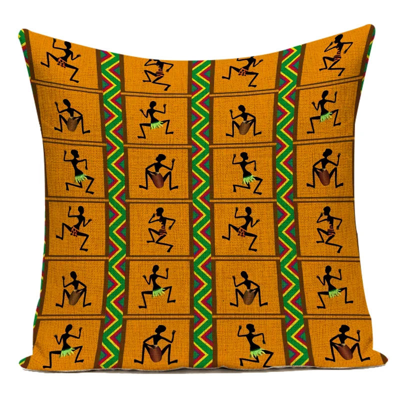 레트로 아프리카 여성 쿠션 커버 - 소파 홈 장식을 위 - Musical Instrument In Africa 리뷰 및 가격