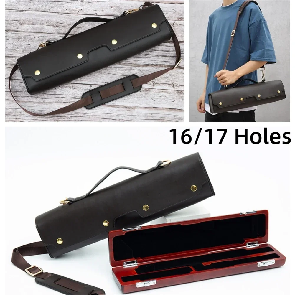 16 17 홀 플루트 용 휴대용 보관 케이스 PU 가죽 - Musical Instrument Flute 리뷰 및 가격